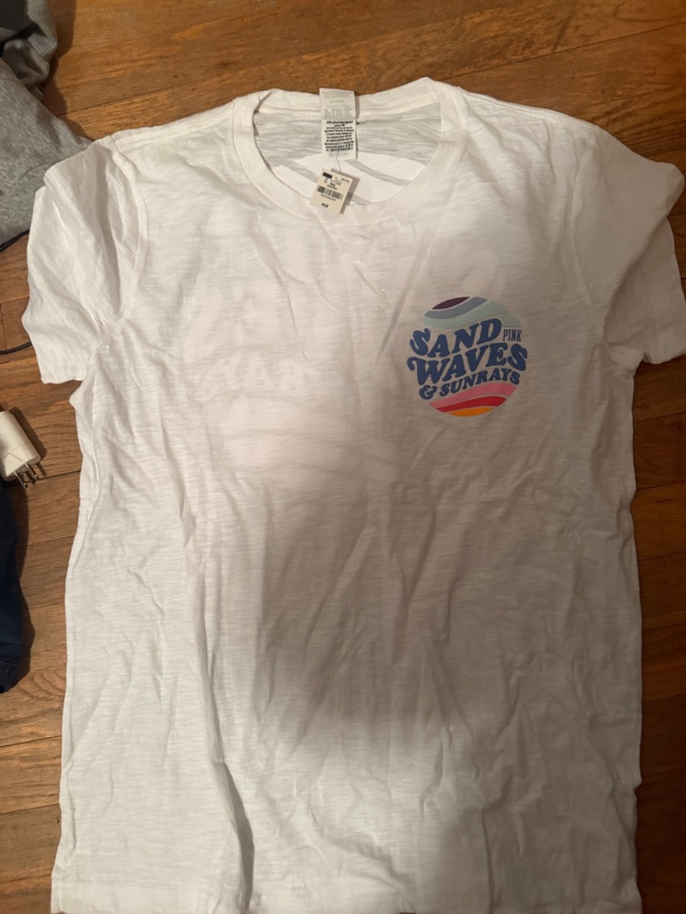PINK Victoria's Secret White BUBBLE Logo Tee NWT Size oversized Medium/Large